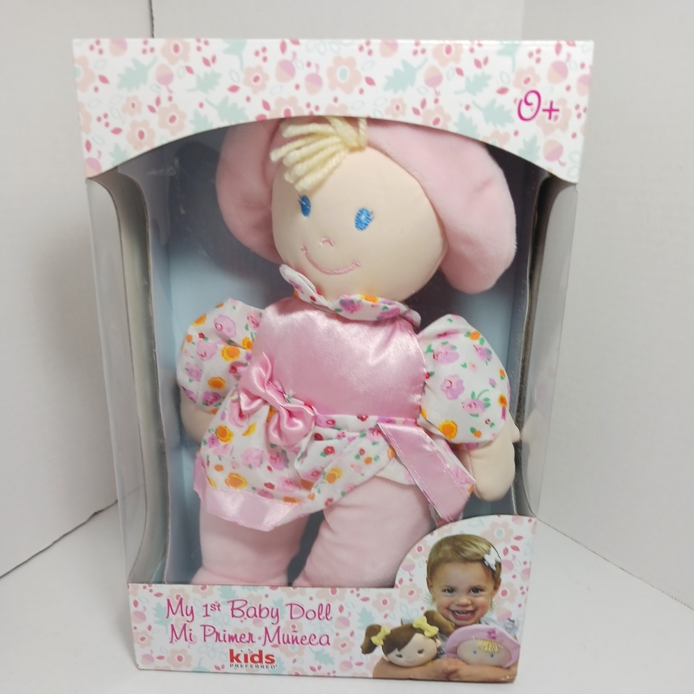 My First Baby Doll Kids Preferred Plush Blonde Hair Blue Eyes Doll